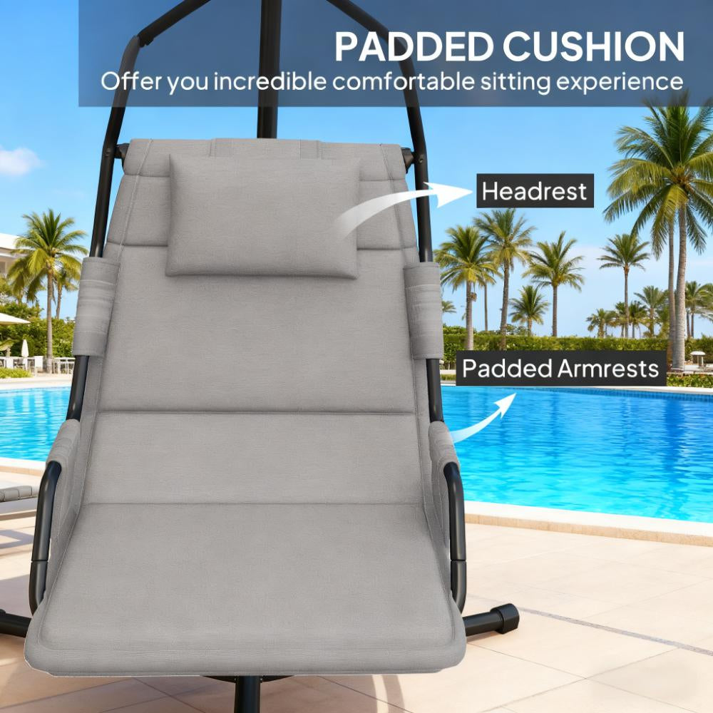 Hanging Swing Chair,Hammock Chair with Stand Andcoating Cushion,With Steel Frame for Indoor and Outdoor