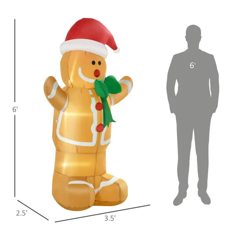 6 Ft Inflatable Gingerbread Man with LED Lights