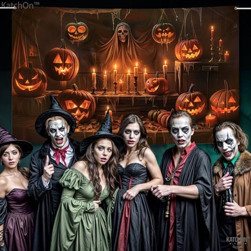 Halloween Backdrop – 72 x 44 in Spooky Skull Party Banner – image 4