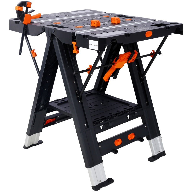 2-in-1 Folding Workbench and Sawhorse with 2 Clamps – image 8