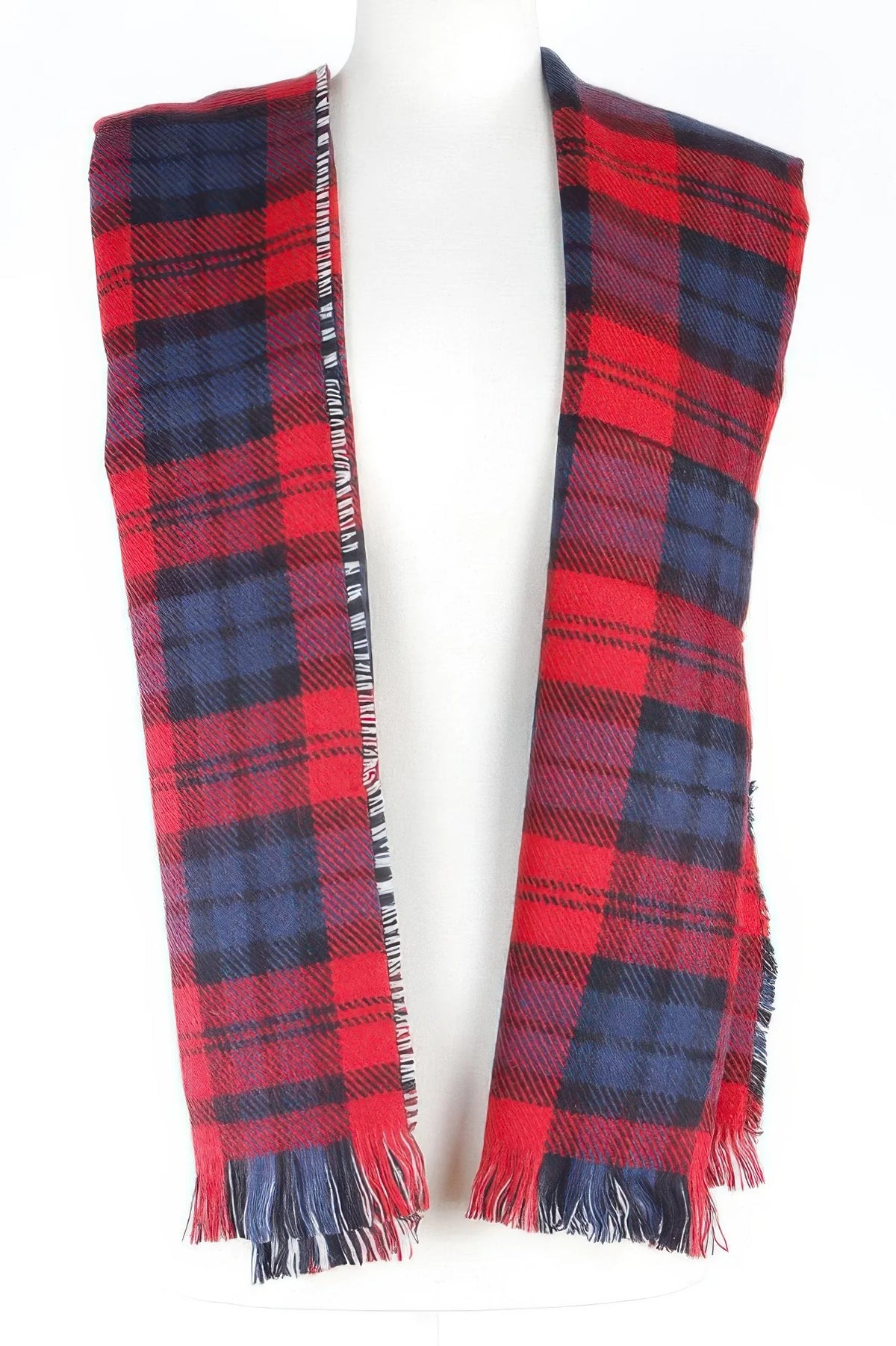 Plaid Fringe Scarf, Soft Oversized Winter Wrap 30x78 in – image 4