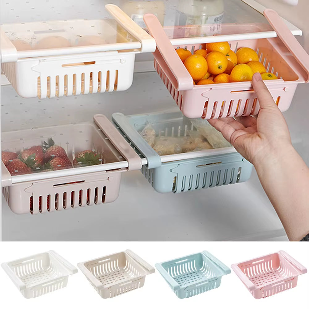 Fridge Drawer Organizer - Expandable Hanging Under-Shelf Bin – image 3