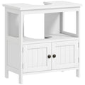 Pedestal Sink Cabinet, Under Sink Storage with 2 Doors, White