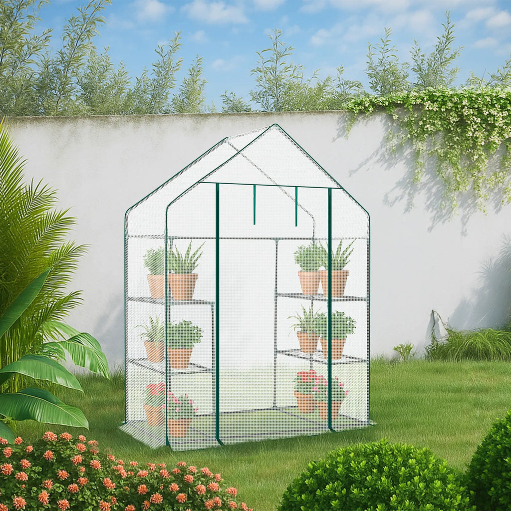 Mini Walk-In Greenhouse with PE Cover & 4 Shelves, 56x29x77 in – image 15
