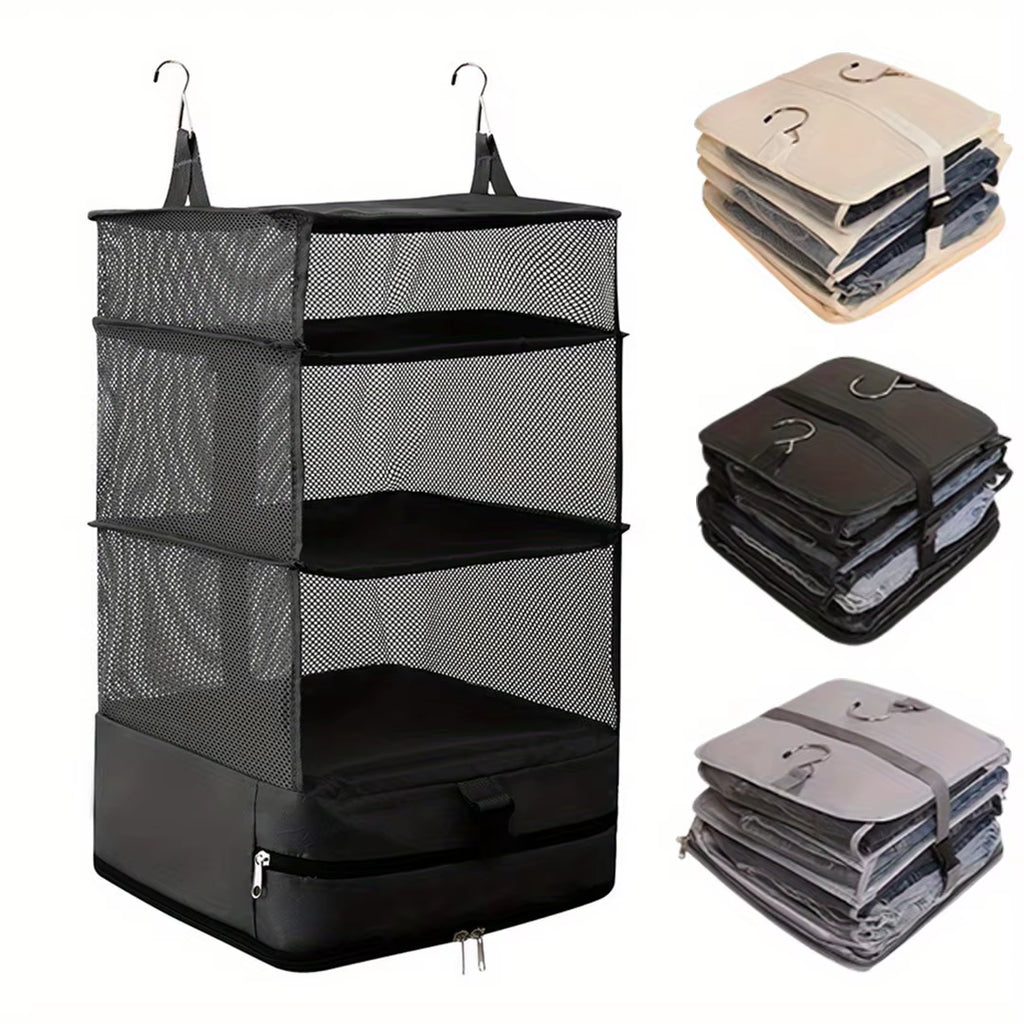 Hanging Closet Shelf – 4-Tier Foldable Fabric Organizer – image 2