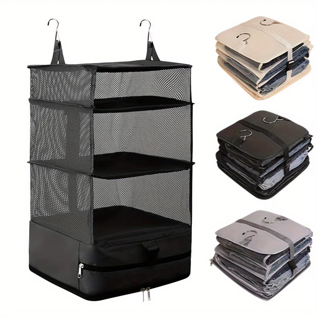 Hanging Closet Shelf – 4-Tier Foldable Fabric Organizer – image 2