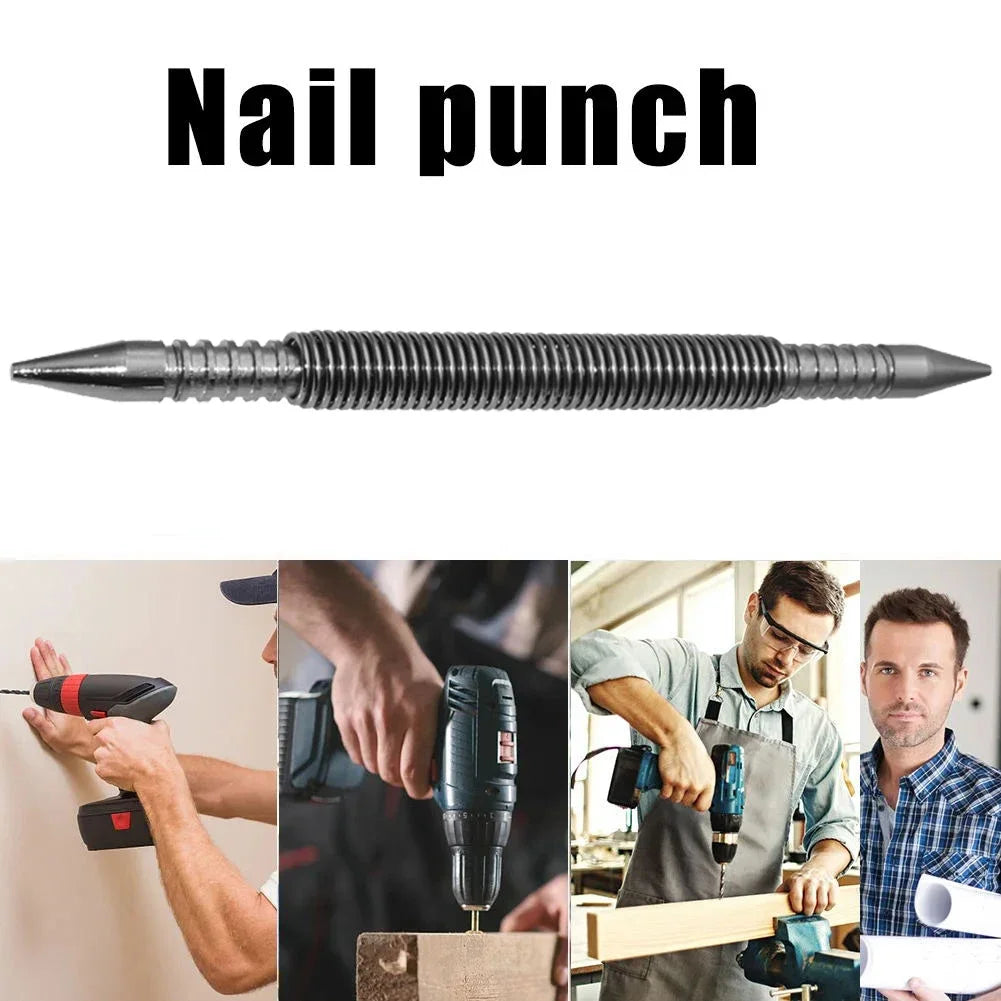 Spring-Loaded Center Punch – Hammerless Nail Set Tool – image 3