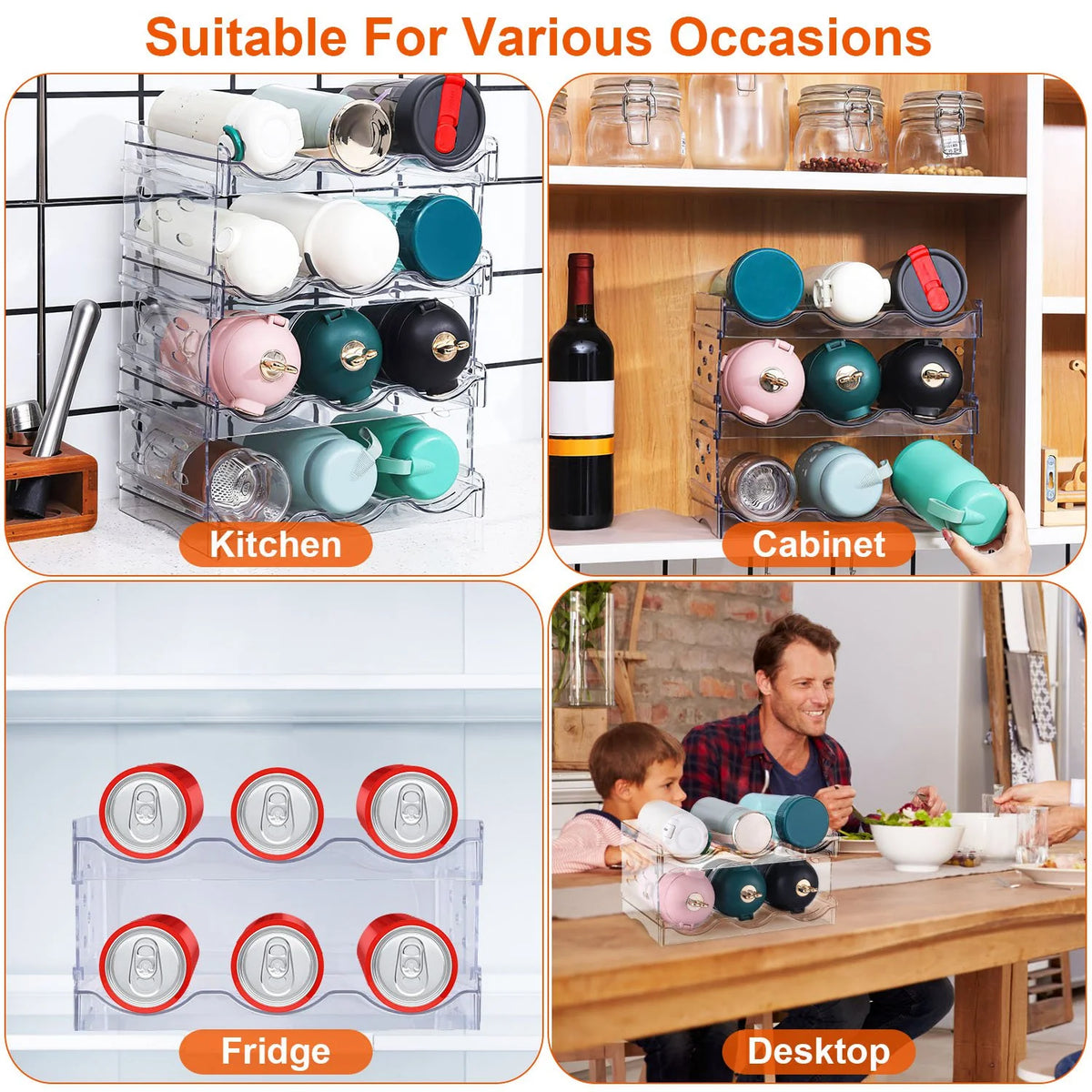 Stackable Bottle Organizer - 4 Tier Clear Rack, Holds 12 – image 3