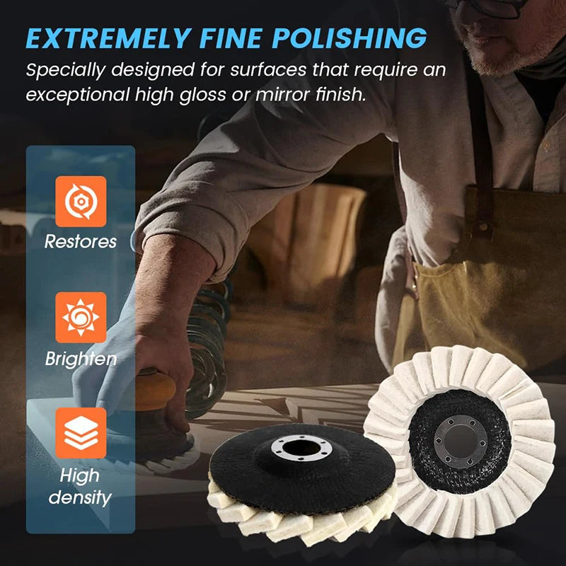 Wool Felt Polishing Wheel 2 Pack - Buffing Disc for Metal, Marble & Stone
