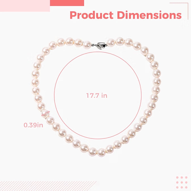 Shell Pearl Necklaces 3 Pack - 10 mm White Beaded, Gift Box – image 2