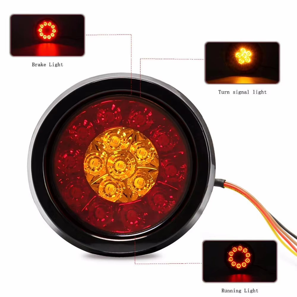 4 Inch Round LED Trailer Tail Lights, 2-Pack Stop Turn Tail – image 3