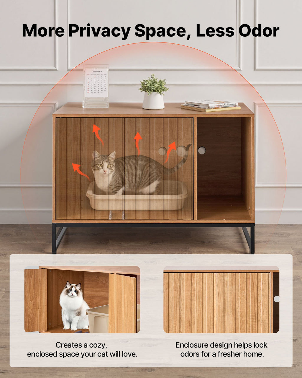 Cat Litter Box Enclosure 31.5in Hidden Cabinet with Scratch Pad – image 3