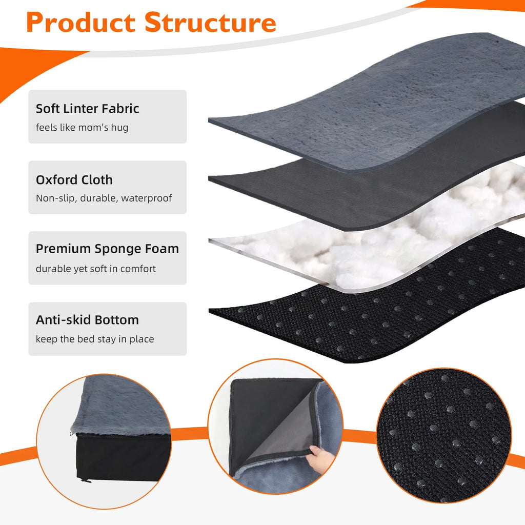Washable Dog Bed – Foam Crate Bed with Removable Cover – image 11