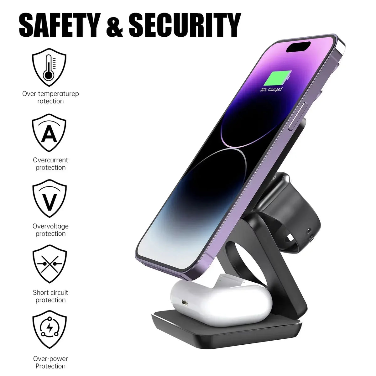 Wireless Charger Stand 3-in-1, Magnetic Foldable Charging Station – image 3