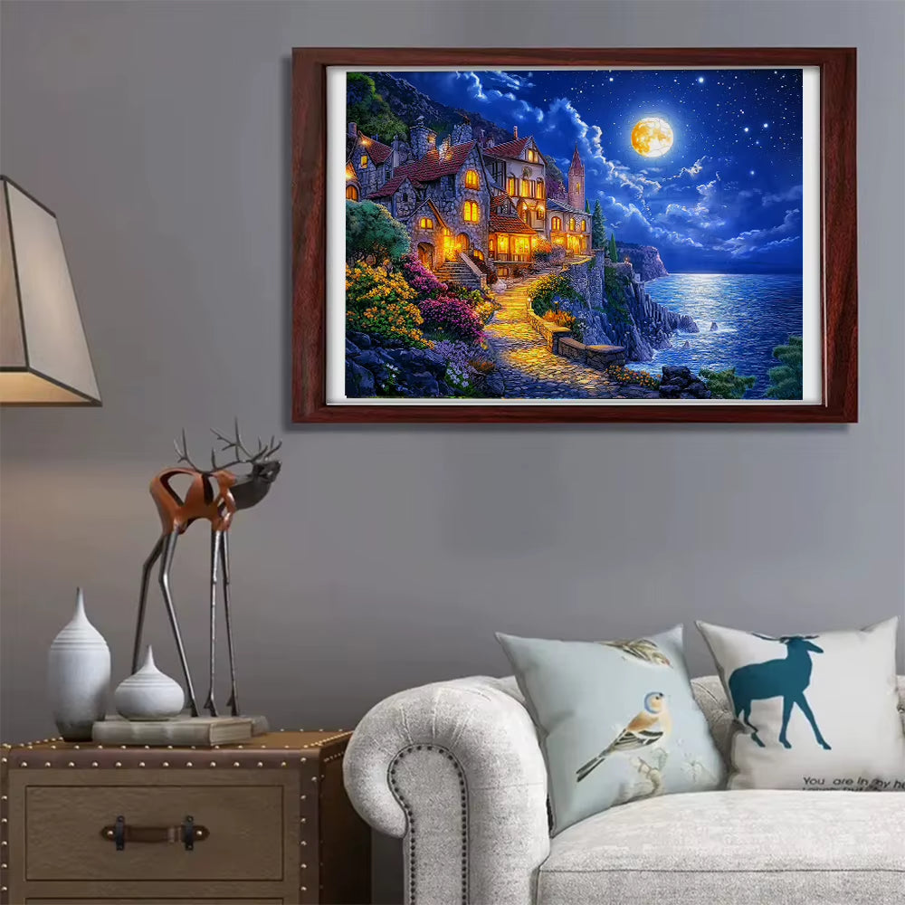 Wooden Jigsaw Puzzle, Moonlit Coastal Castle – image 4