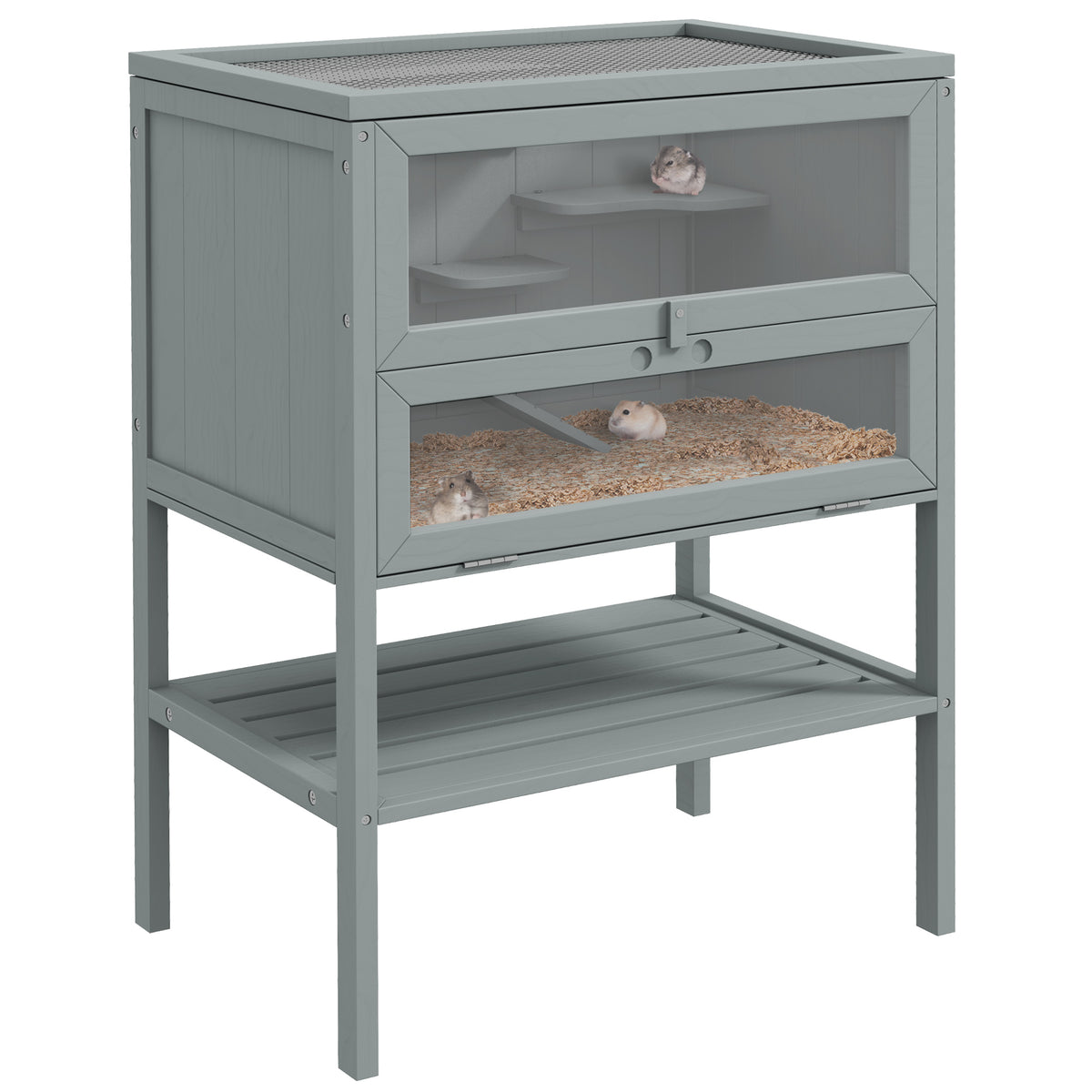3-Tier Wooden Hamster Cage with Openable Top and Storage Shelf – image 1