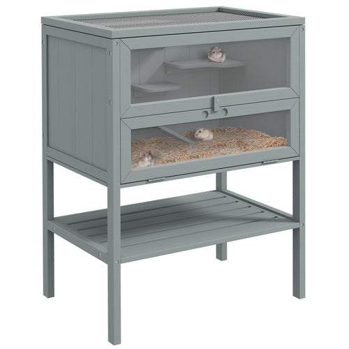3-Tier Wooden Hamster Cage with Openable Top and Storage Shelf – image 1