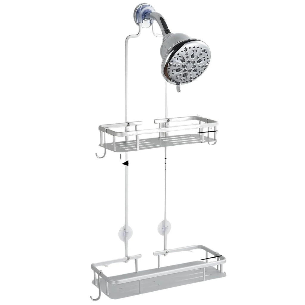 Hanging Shower Caddy, Anti-Swing Organizer with 4 Hooks