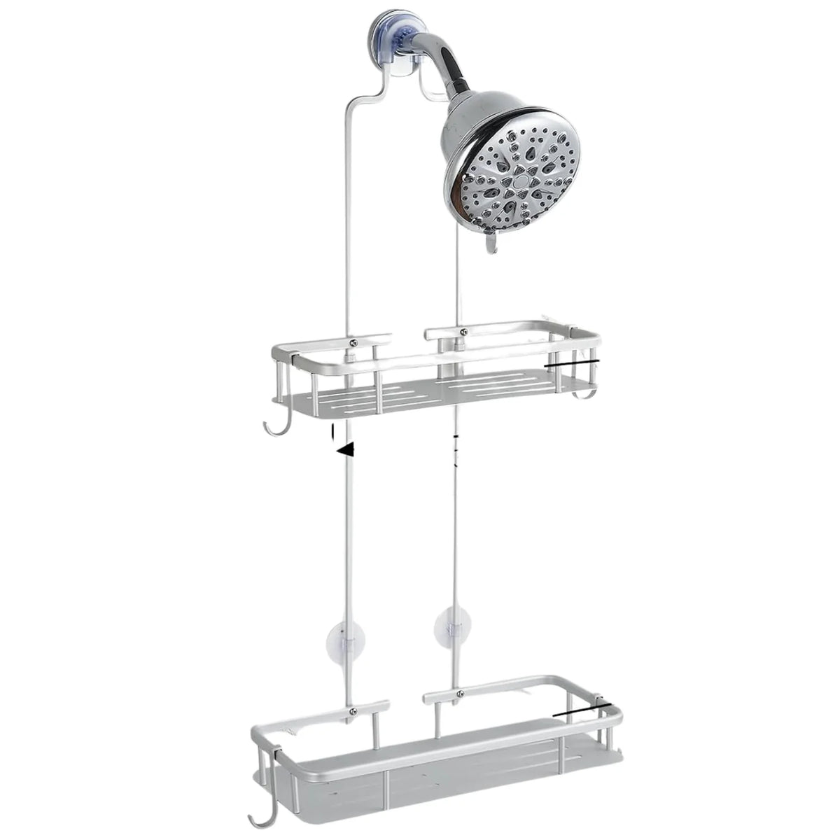 Hanging Shower Caddy, Anti-Swing Organizer with 4 Hooks