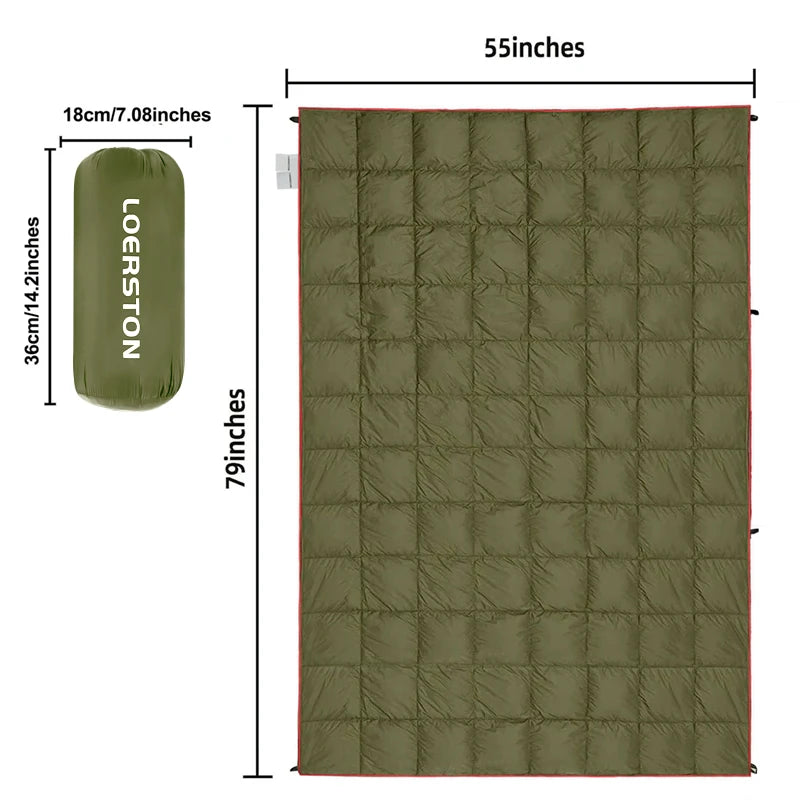 Packable Camping Blanket for Cold Weather, Water-Resistant Travel Quilt