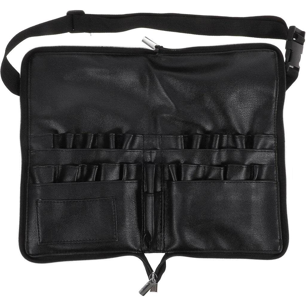 Makeup Brush Bag – PU Leather Brush Organizer with Belt Strap