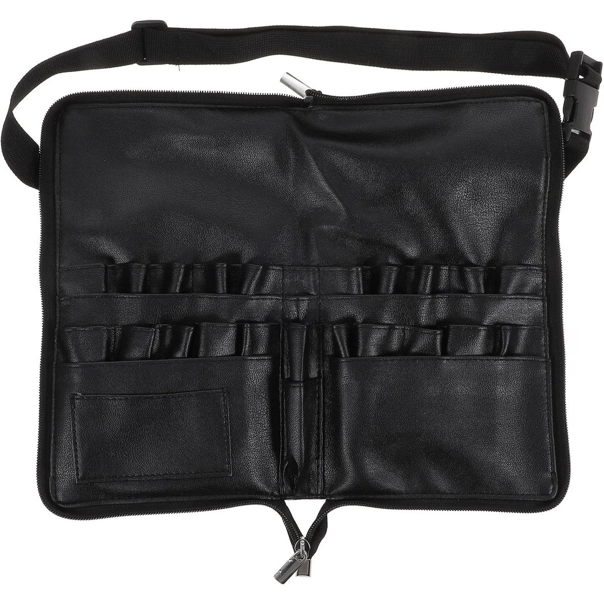 Makeup Brush Bag – PU Leather Brush Organizer with Belt Strap