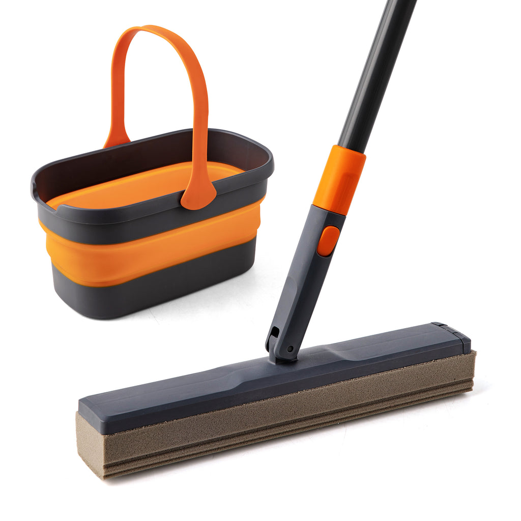 Sponge Mop and Collapsible Bucket Set – Wringer Floor Cleaner