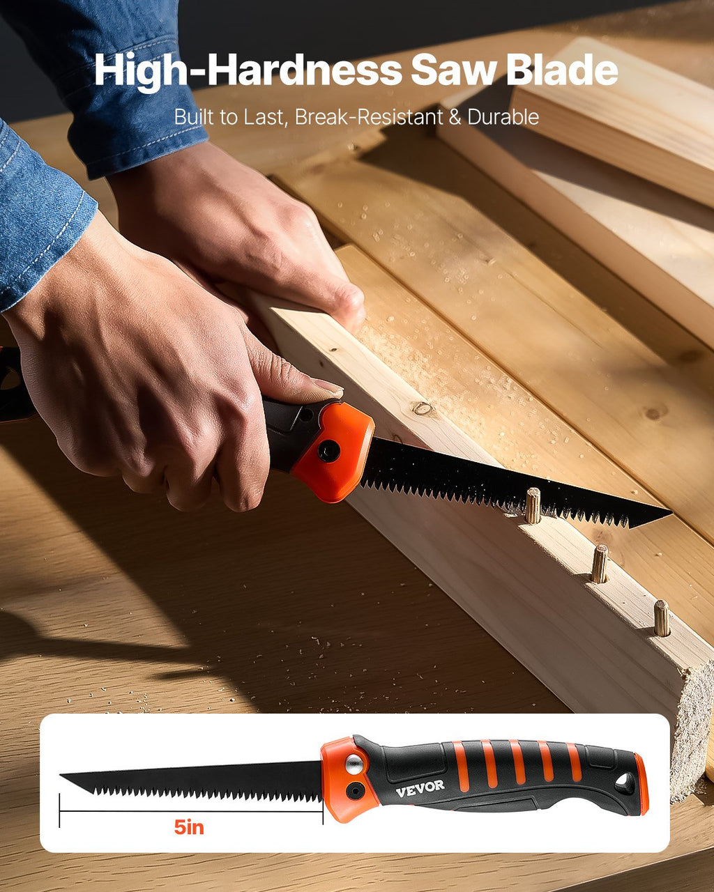 Folding Jab Saw – 5 in Drywall Saw with Soft Grip Handle