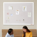 Large White Linen Bulletin Board 48 x 36 in, Wall-Mounted Pin Board – image 1