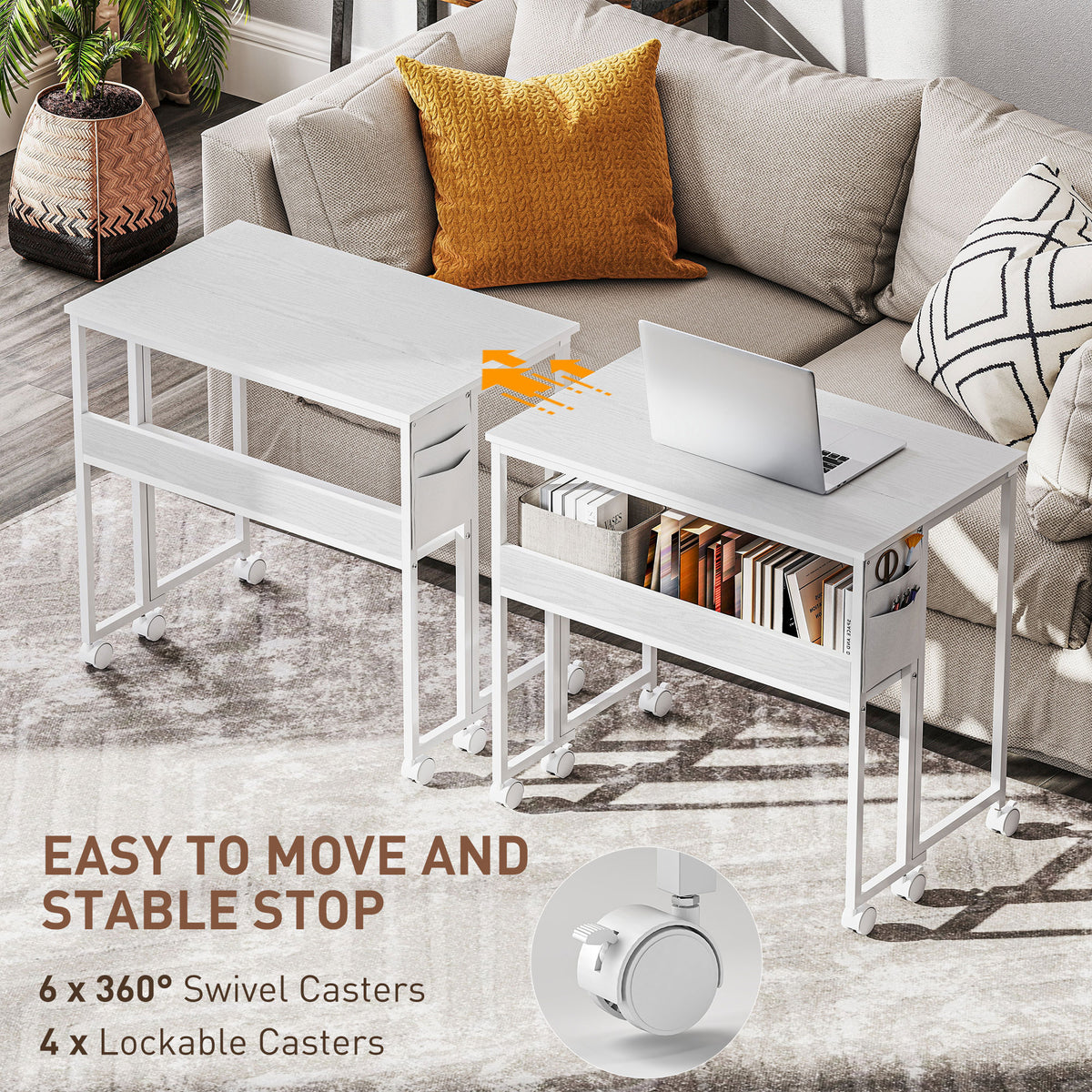 Drop-Leaf Folding Computer Desk with Wheels, Shelf and Storage Bag – image 6
