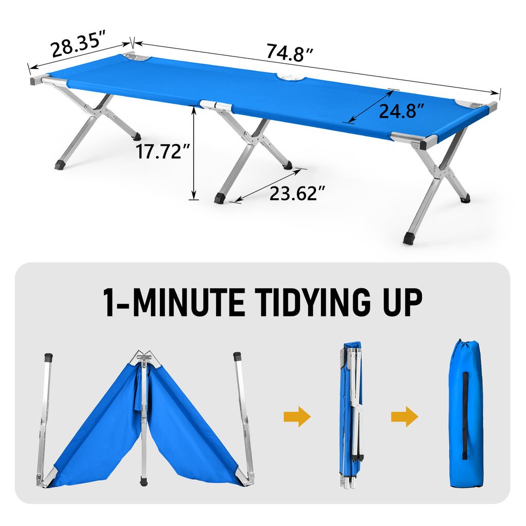Aluminum Folding Camping Cot with Carry Bag, Blue – image 13