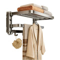 Towel Rack Suction Wall Shelf, Foldable Double Bar with Hooks