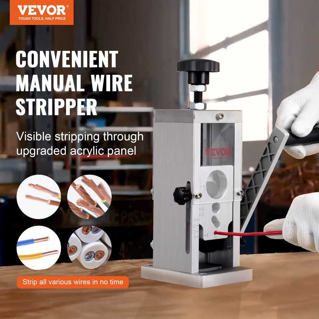 Manual Electrical Wire Stripping Machine, Hand Crank or Drill