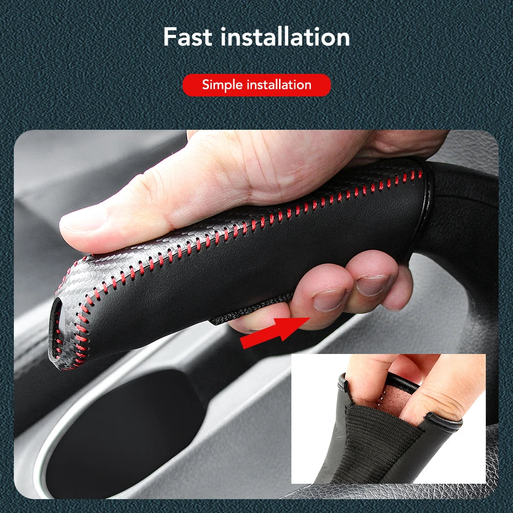 Handbrake Cover – Carbon Fiber Pattern PU Leather Sleeve – image 5