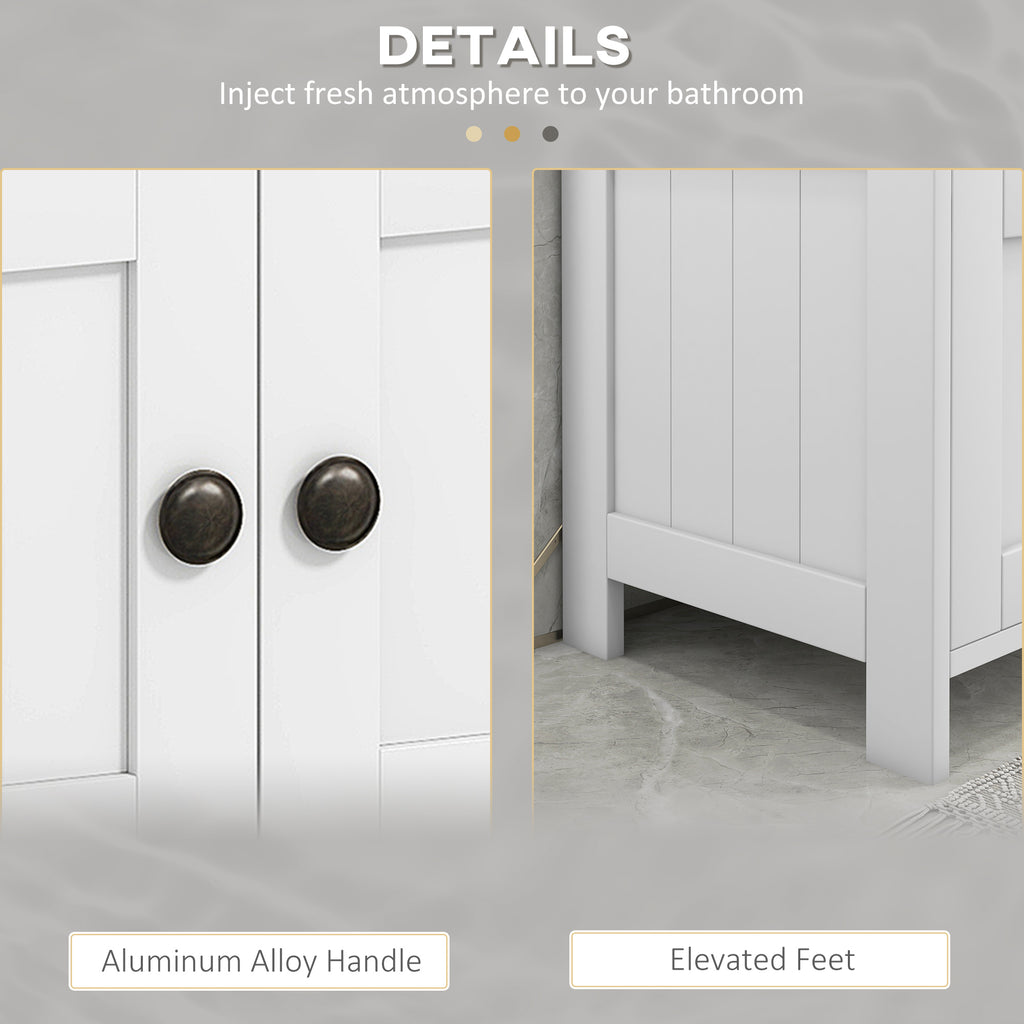 Pedestal Sink Cabinet, Under Sink Storage with 2 Doors, White – image 6
