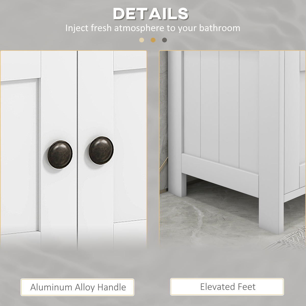 Pedestal Sink Cabinet, Under Sink Storage with 2 Doors, White – image 6