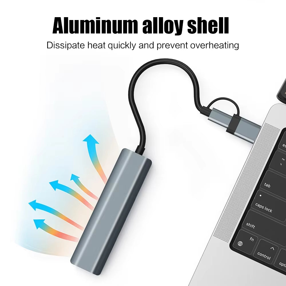 USB-C Hub with Gigabit Ethernet, 3 USB 3.0 Ports, Aluminum – image 4