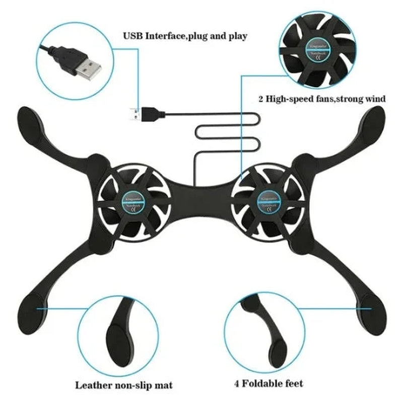 Laptop Cooling Pad, Slim Dual-Fan USB Cooler Stand – image 12