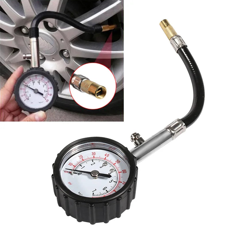 Tire Pressure Gauge 0–100 PSI – Dial Gauge with Hose – image 2
