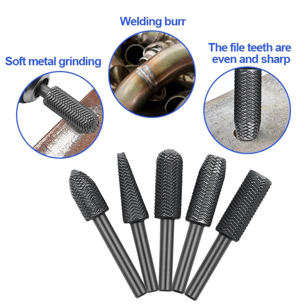 Rotary Rasp File Set 5 Pcs – 6 mm Shank Burr Bits – image 2