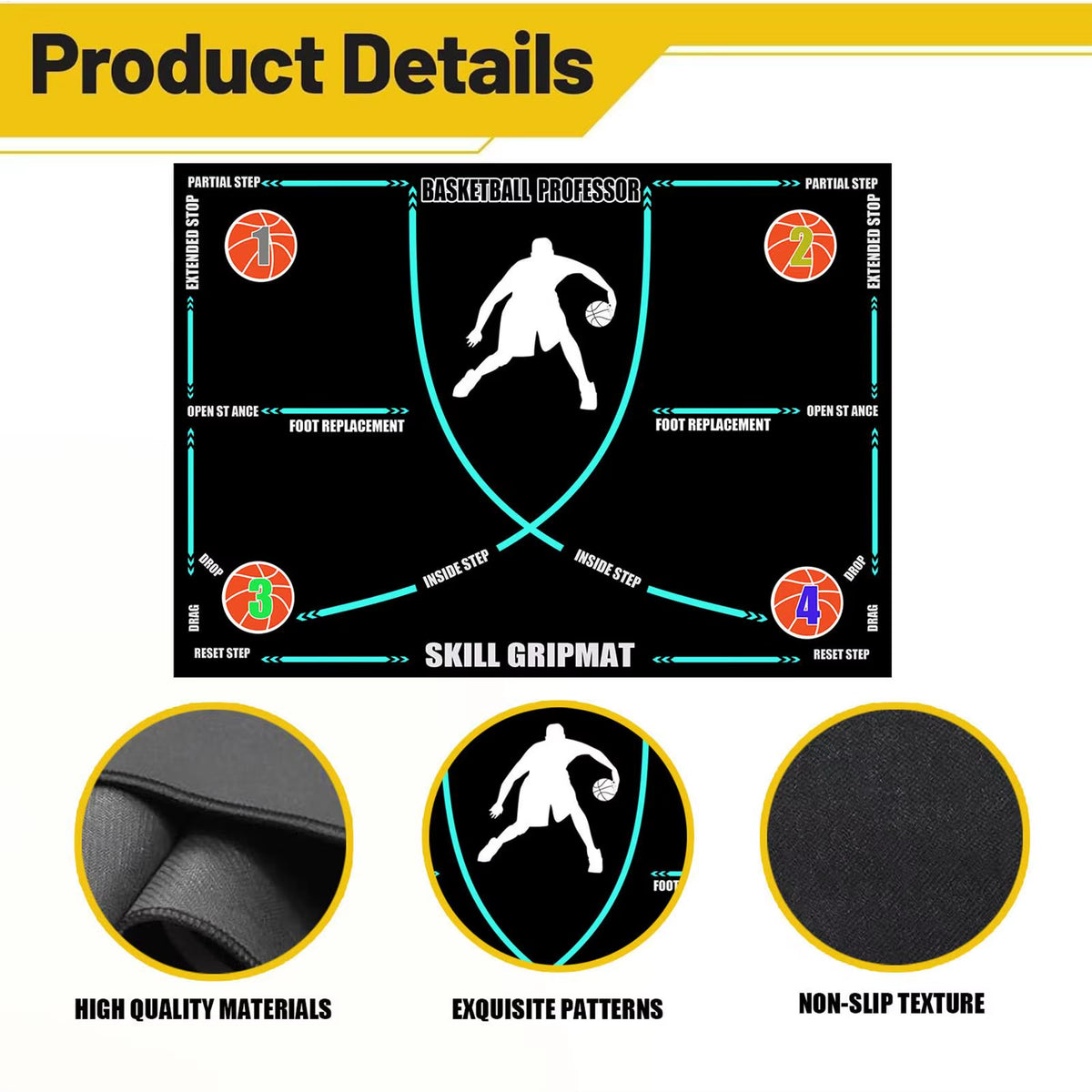 Silent Basketball Dribble Training Mat, Non-Slip Footwork Pad – image 6