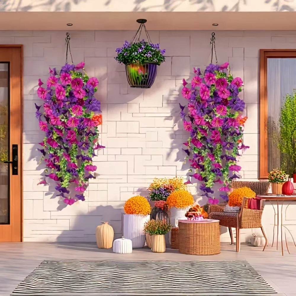 Artificial Hanging Plants - UV Resistant Fake Flowers for Decor