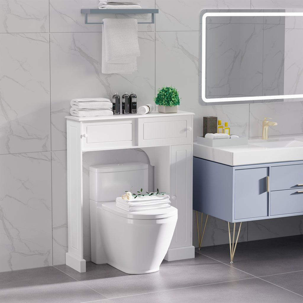 Over-the-Toilet Bathroom Cabinet with Adjustable Shelves, White