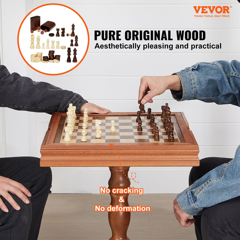 3-in-1 Chess, Checkers and Backgammon Table, 18 in Wooden Game Table – image 2