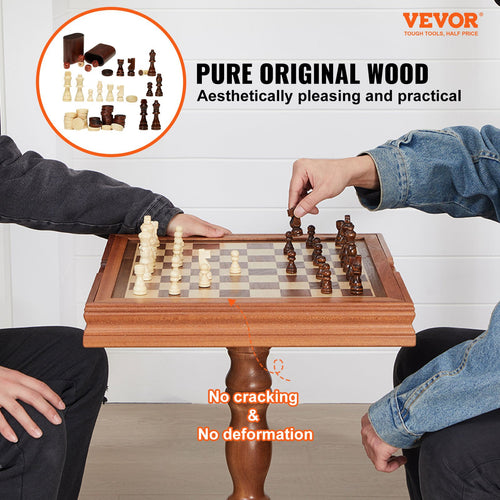 3-in-1 Chess, Checkers and Backgammon Table, 18 in Wooden Game Table – image 2