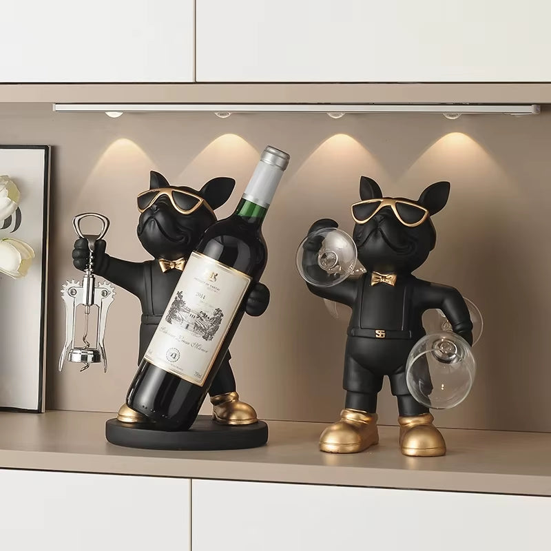 French Bulldog Wine Bottle Holder, Resin Countertop Wine Stand – image 2