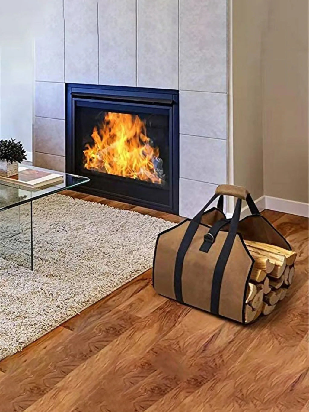 Landscaping Firewood Log Carrier Tote – Heavy Canvas Wood Bag