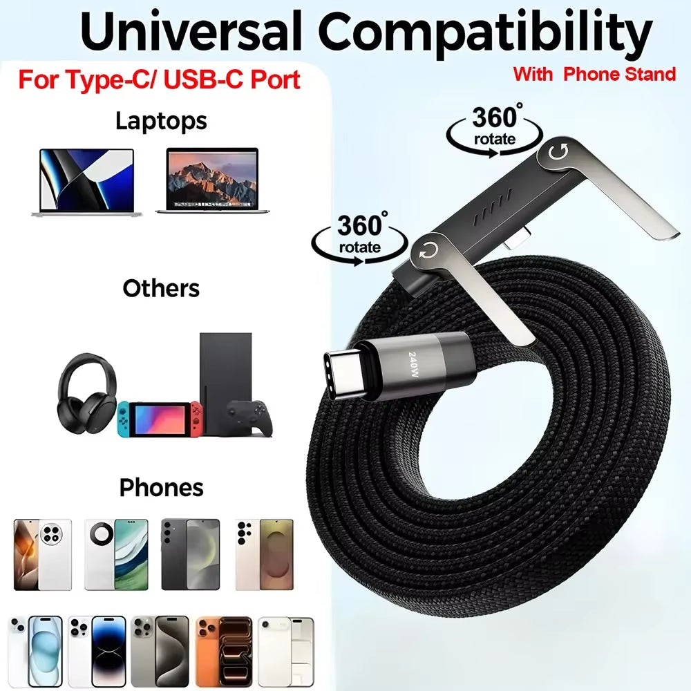 Right-Angle USB-C Charging Cable with Foldable Phone Stand – image 7
