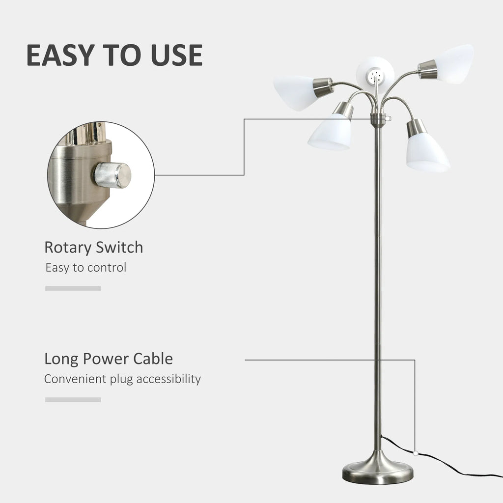Arc Tree Floor Lamp with 5 Adjustable Rotating Shades – image 6