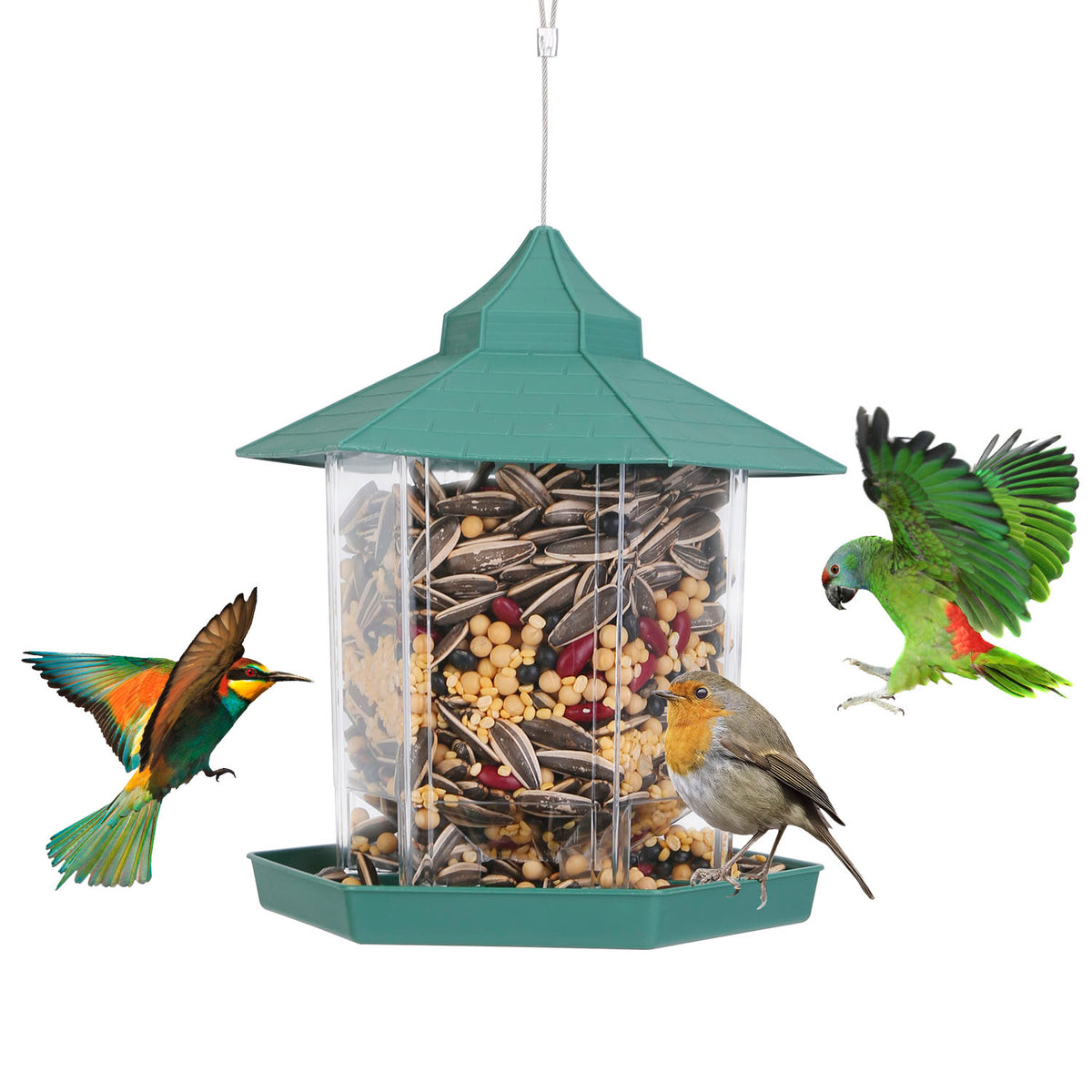 Gazebo Bird Feeder - Hanging 6-Port Wild Bird Seed Station – image 3